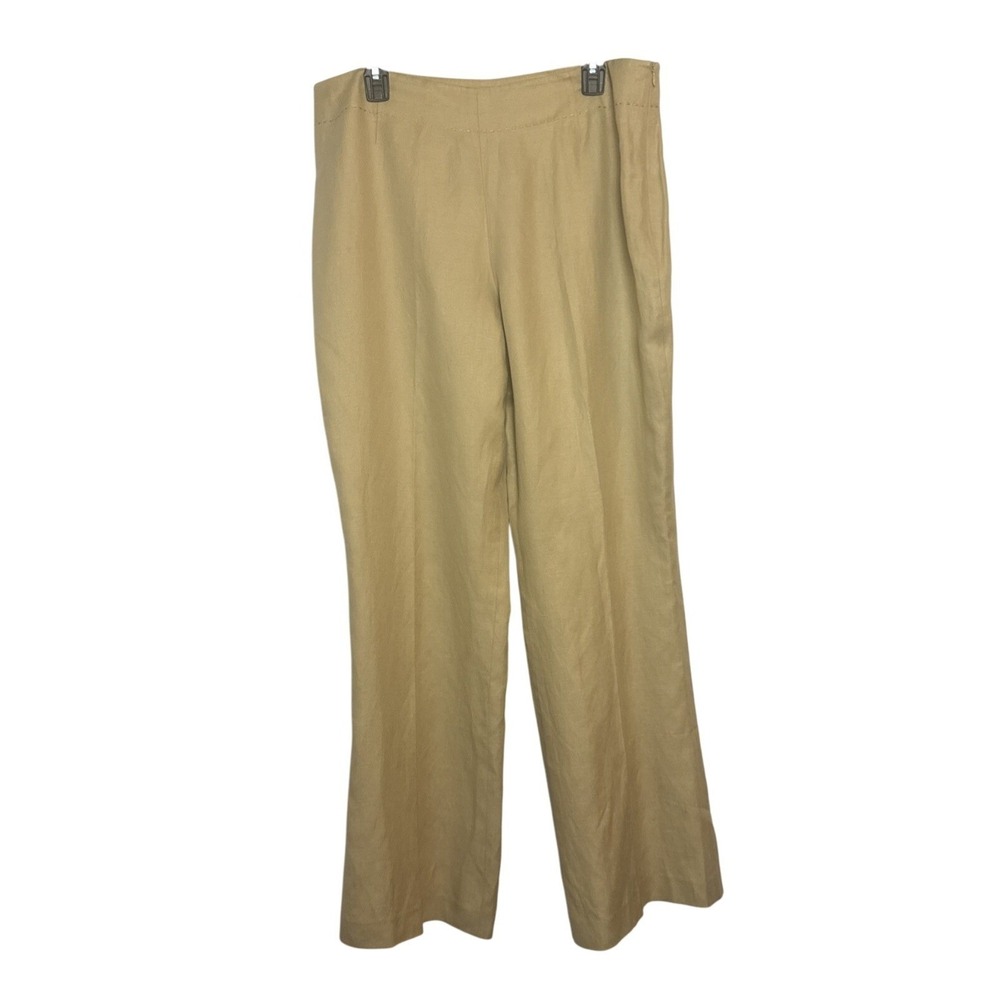 Talbots Silk Linen Cream Dress Pants 16 Wide Leg Neutral Quiet Luxury Old Money
